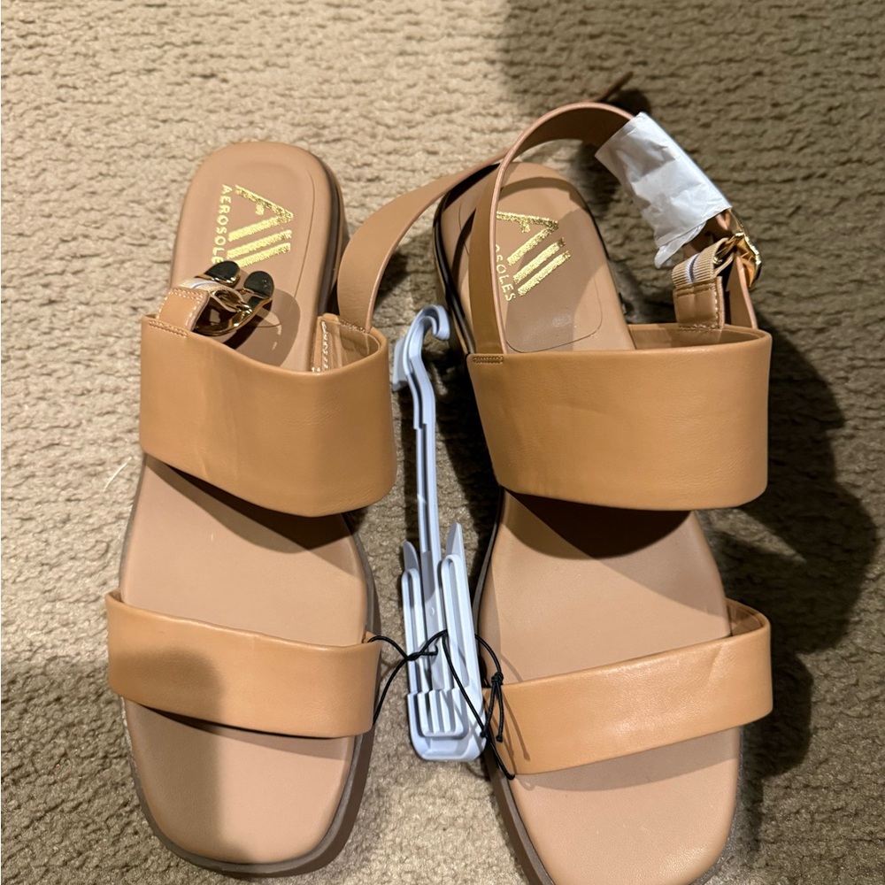 AEROSOLES Tan Leather Sandals